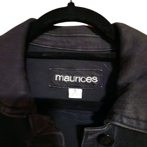 Maurices Womens Black Denim Jacket With Frayed Hem & Button Closure Size S - Picture 3 of 3